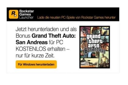 Ein Angebot, das Spieler nicht ablehnen können: Mit dem Download des Rockstar Games Launchers gibt es San Andreas "for free". Bild: Rockstargames.com
