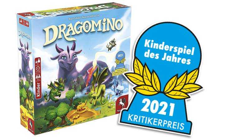 Dragomino ist das Kinderspiel des Jahres 2021. Bild: Pegasus/Logo: SdJ