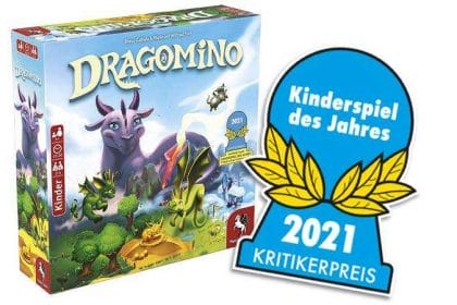 Dragomino ist das Kinderspiel des Jahres 2021. Bild: Pegasus/Logo: SdJ