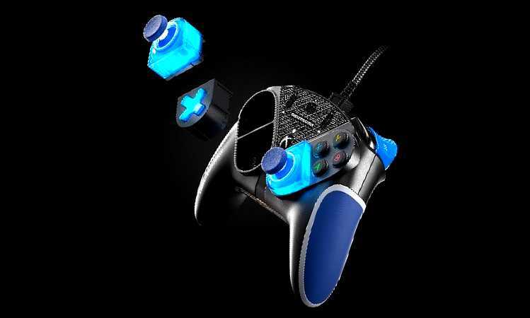 Orange oder blau leuchten die Module - je nach gekauftem Zusatzpack. Bild: Thrustmaster