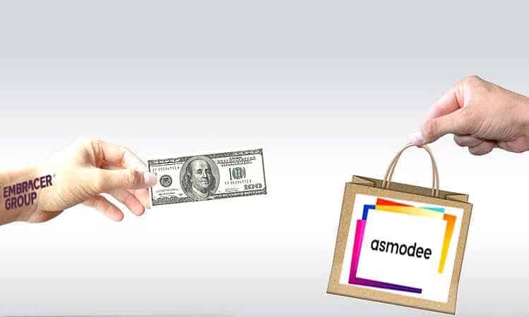 A billion-dollar deal is looming: Embracer wants to buy Asmodee. Logos: Embracer/Asmodee