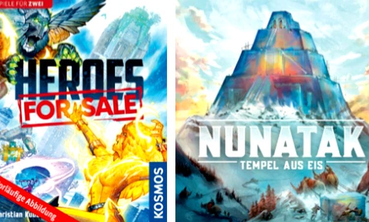 Zwei weitere Neuheiten für den Herbst: Heroes for Sale und Nunatak - Tempel aus Eis. Bilder: Kosmos Verlag