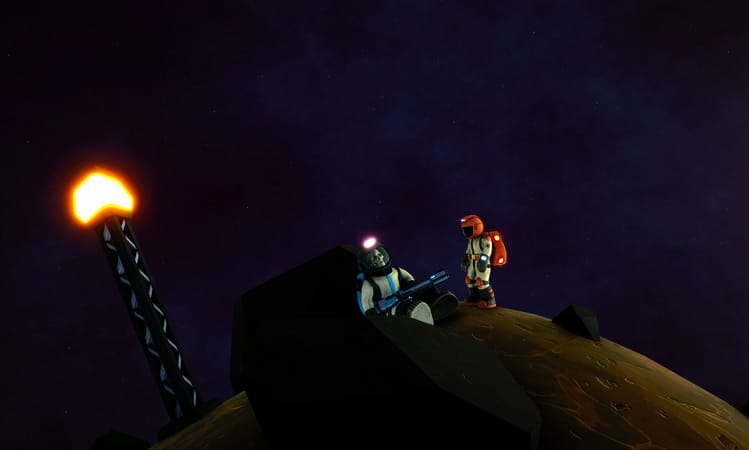 Die Spieler durchstreifen den Kosmos auf der Suche nach Reichtümern, bauen ihre Basis auf und schützen sie vor außerirdischen Bedrohungen in einer prozedural generierten, offenen Welt ohne Schwerkraft. Bild: SquarePlay